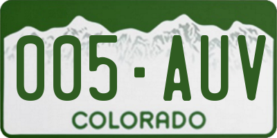 CO license plate 005AUV