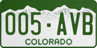 CO license plate 005AVB