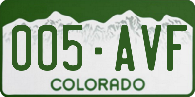 CO license plate 005AVF
