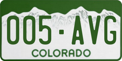CO license plate 005AVG