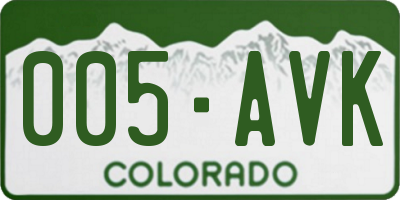CO license plate 005AVK