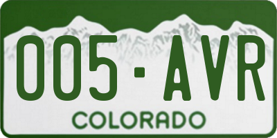 CO license plate 005AVR