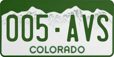 CO license plate 005AVS