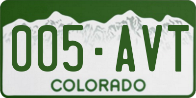 CO license plate 005AVT