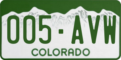 CO license plate 005AVW