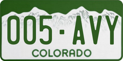CO license plate 005AVY