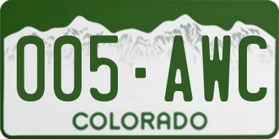 CO license plate 005AWC
