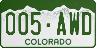 CO license plate 005AWD