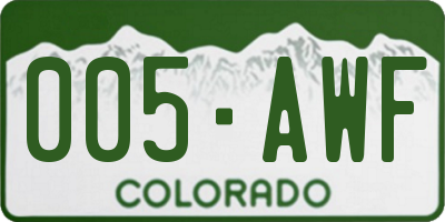 CO license plate 005AWF