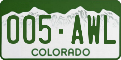 CO license plate 005AWL