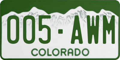 CO license plate 005AWM