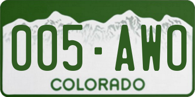 CO license plate 005AWO