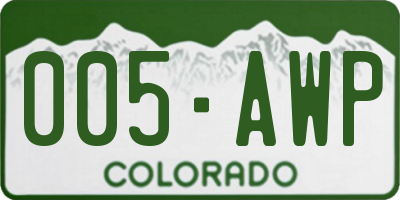 CO license plate 005AWP