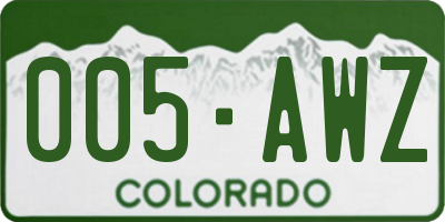 CO license plate 005AWZ