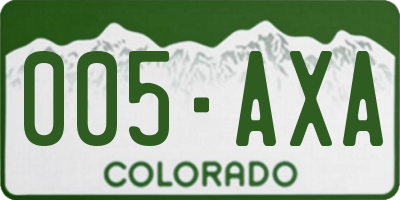 CO license plate 005AXA