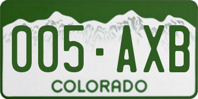 CO license plate 005AXB