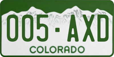 CO license plate 005AXD