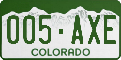 CO license plate 005AXE
