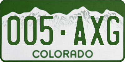 CO license plate 005AXG