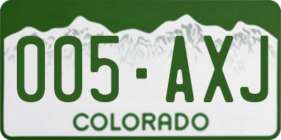 CO license plate 005AXJ
