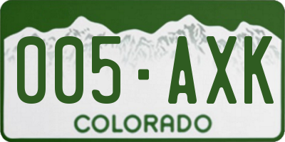 CO license plate 005AXK
