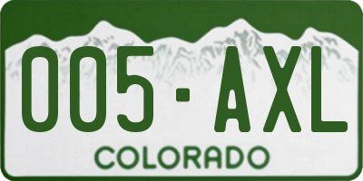 CO license plate 005AXL