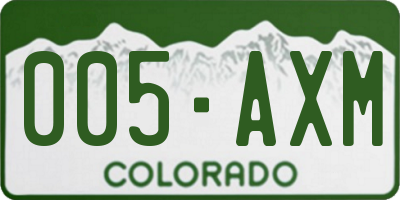 CO license plate 005AXM