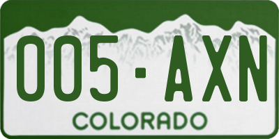 CO license plate 005AXN