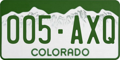 CO license plate 005AXQ
