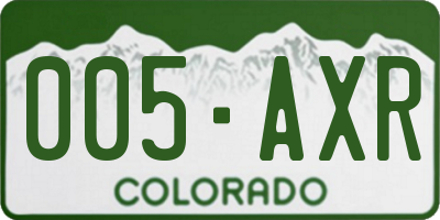 CO license plate 005AXR