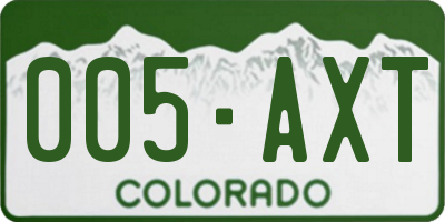 CO license plate 005AXT
