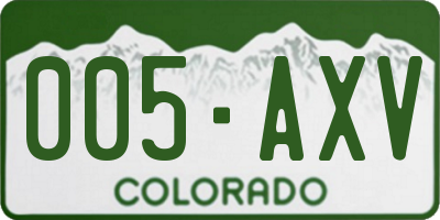 CO license plate 005AXV