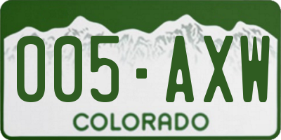 CO license plate 005AXW