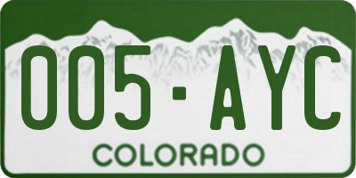 CO license plate 005AYC