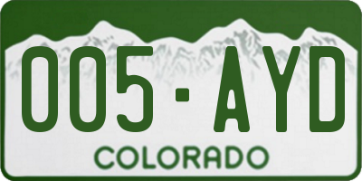 CO license plate 005AYD