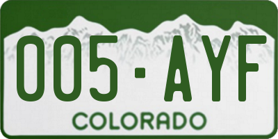 CO license plate 005AYF
