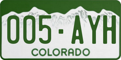 CO license plate 005AYH