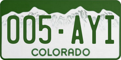 CO license plate 005AYI