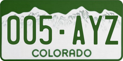 CO license plate 005AYZ