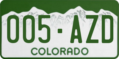 CO license plate 005AZD