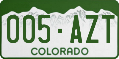 CO license plate 005AZT