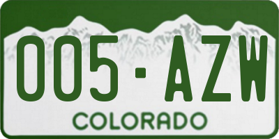 CO license plate 005AZW