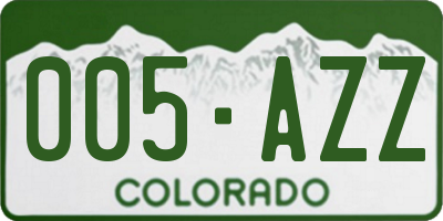 CO license plate 005AZZ