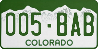 CO license plate 005BAB