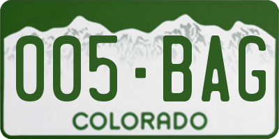 CO license plate 005BAG
