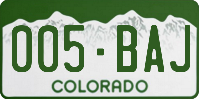 CO license plate 005BAJ