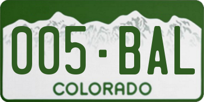 CO license plate 005BAL