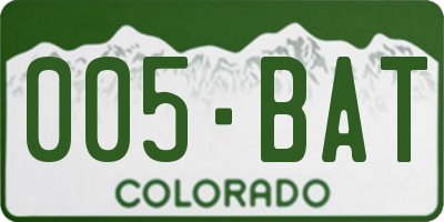 CO license plate 005BAT