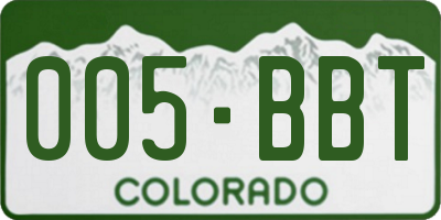 CO license plate 005BBT