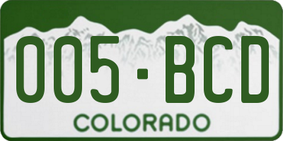 CO license plate 005BCD